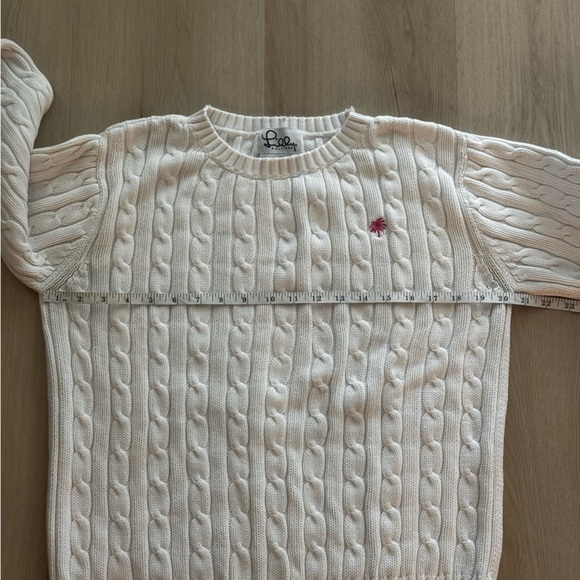 Lilly Pulitzer White Cable Knit Sweater with Pink Palm Tree - Picture 4 of 6